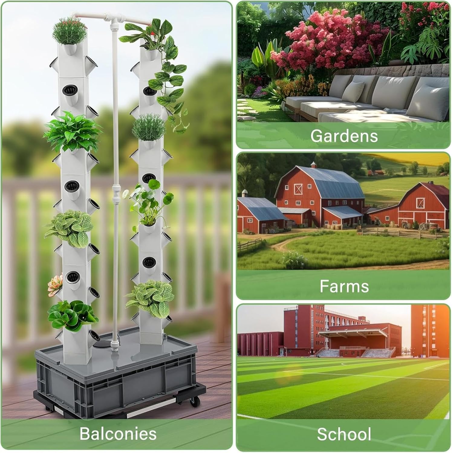 Double-Headed Hydroponics Growing System Kit, 56 Slots Indoor Garden Hydroponics Tower Vertical Garden with Water Pump, Plant Germination Kit Veggie Flower Fruit Growth Pump System for Home