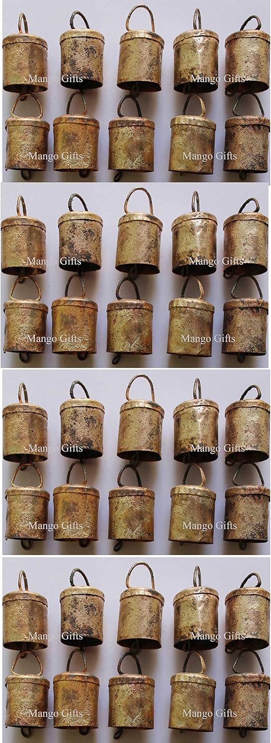 Mango Gifts Vintage Indian Tin Bells Rustic Chime Vintage Jingle Cow Bells Christmas Tree Crafts 100 Pcs