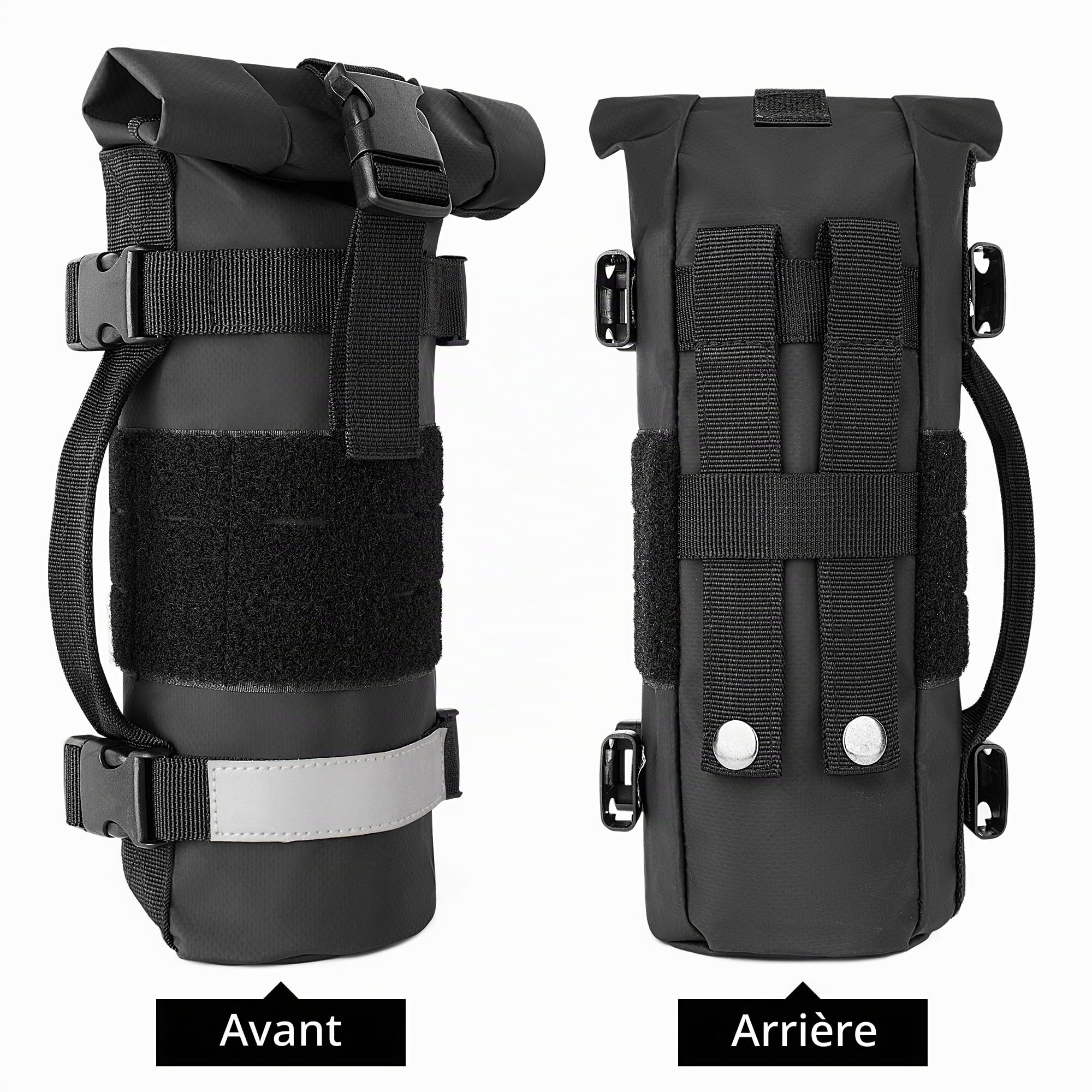 Rexmica Sacoches de Réservoir pour Moto de 1,0 Litre, Noir | Porte-Bouteille de Carburant à Fixer à La Moto ou au Sac à Dos Molle, Sac pour Réservoir de Carburant