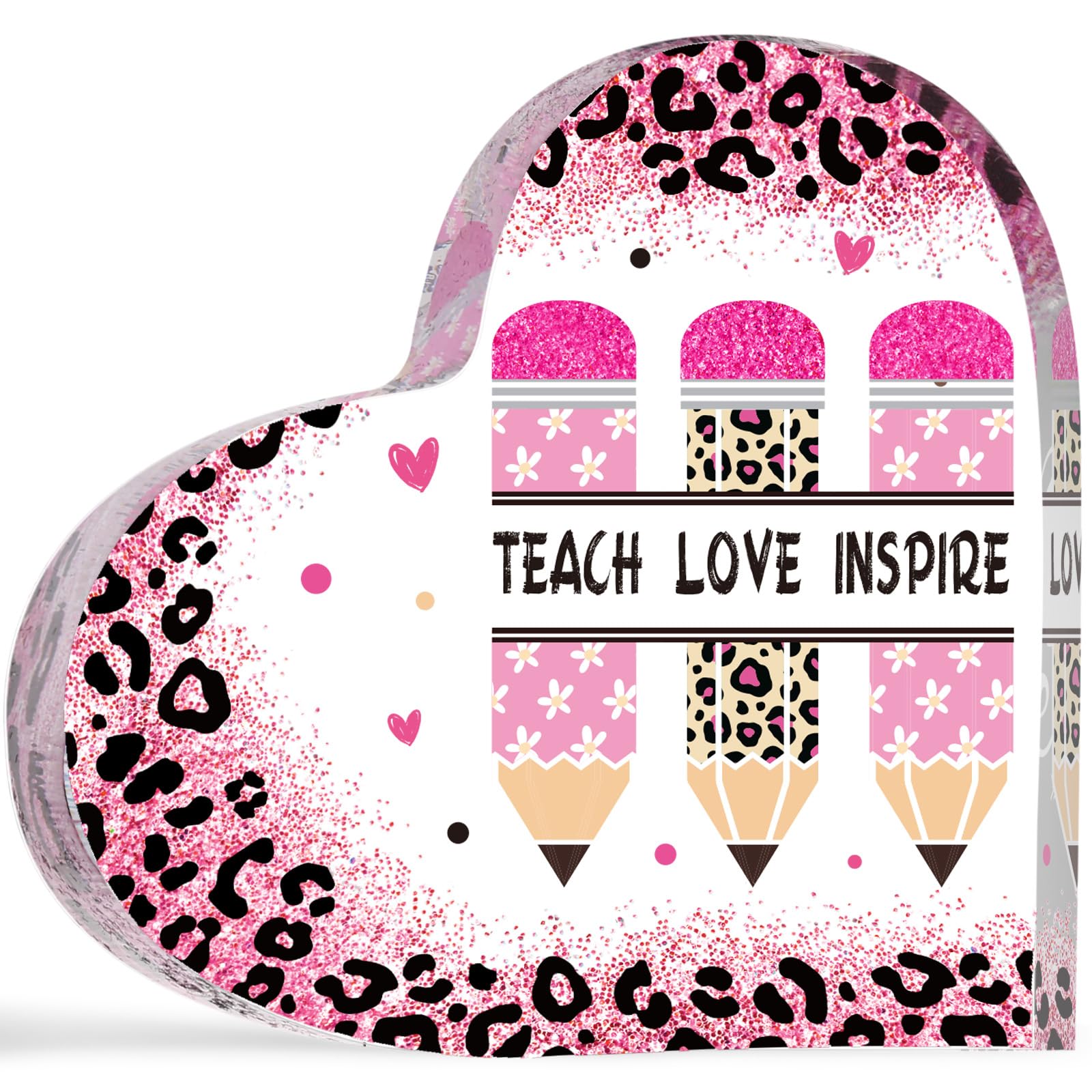 Maitys Teacher Appreciation Gifts for Women Acrylic Keepsake and Paperweight Teacher Gifts for Nurse Graduation Retirement First Last Day(Teach Love