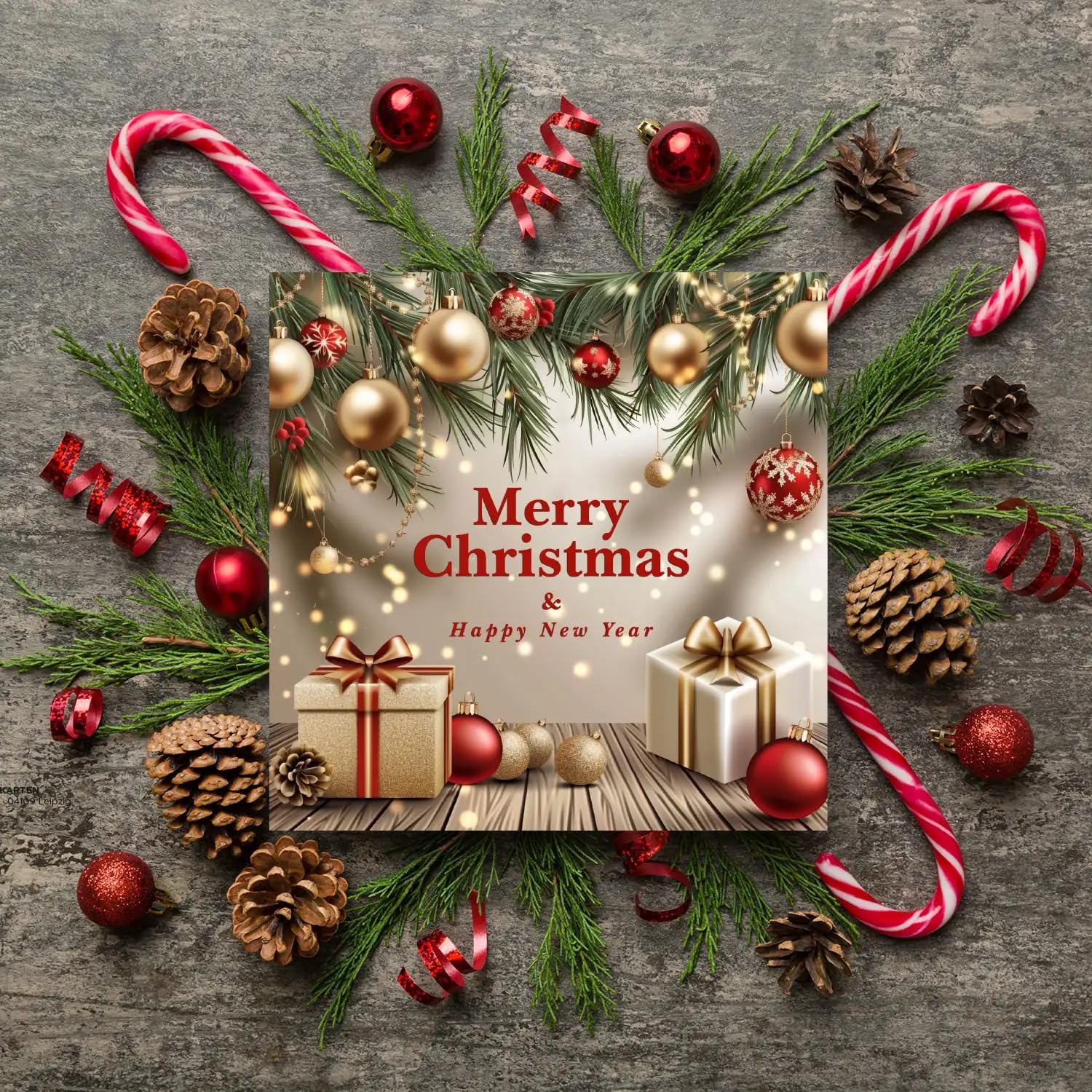 Lot de 30 cartes de Noël élégantes de qualité supérieure - 14,8 x 14,8 cm - Avec enveloppe - Cartes pliantes pour entreprises - Cartes de vœux pour Noël