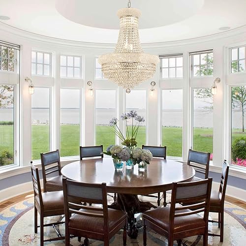 Miniatura 6 de Lámpara de araña de cristal con forma de gota de lluvia imperio de 12 luces para sala de estar, vestíbulo, entrada, comedor, pasillo, dormitorio,