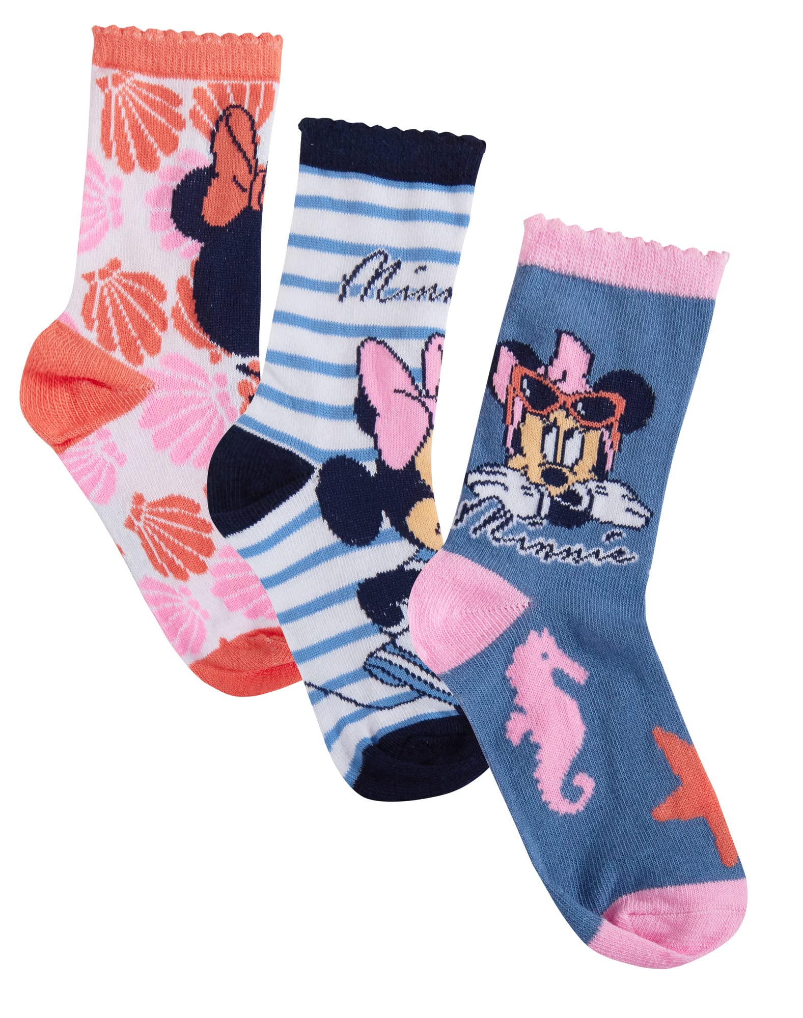Disney Blue Minnie Mouse Socks (Pack Of 3) Eu 31-34