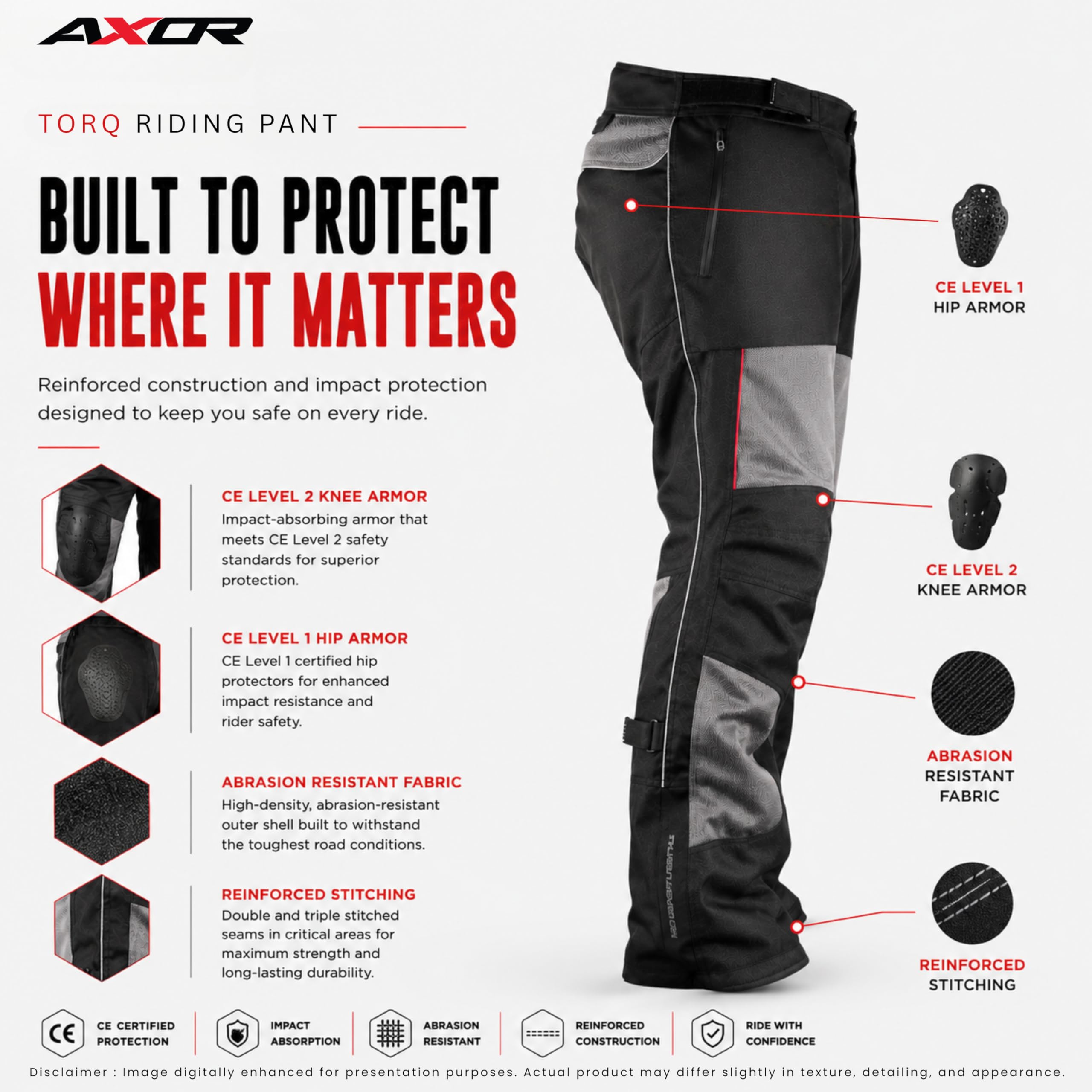 Axor Torq Riding Pant Grey Black -XL 2
