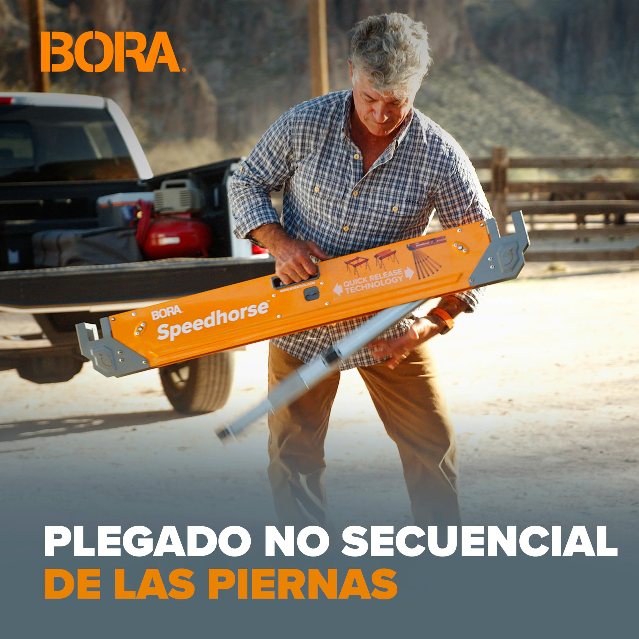 BORA Portamate Speedhorse XT PM-4550T - Par de caballetes de caballete de 30 a 36 pulgadas de altura, parte superior de metal para 2 x 4, caballo de sierra de banco profesional resistente para
