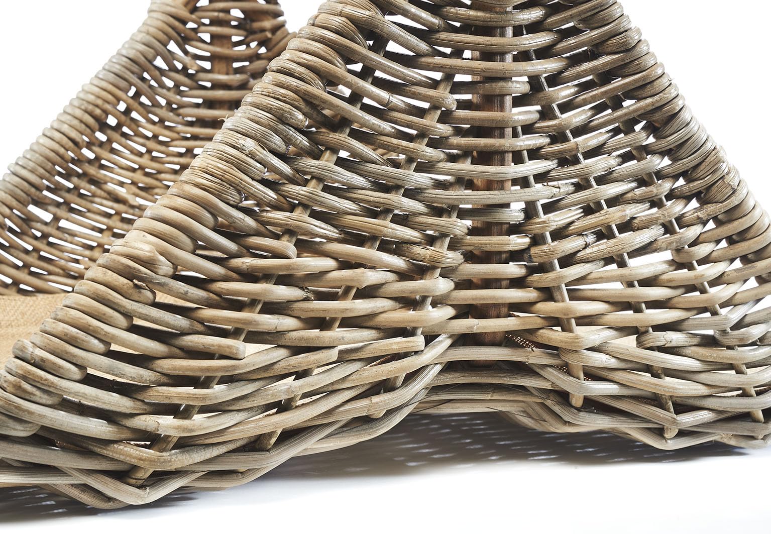 Kobolo Holztrage Holzkorb für Kaminholz Rattan mit Leinenstoff Kubu Grey