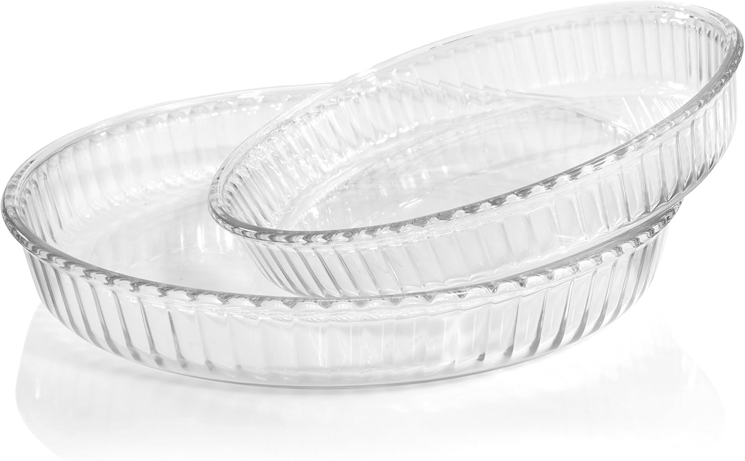 Borcam Glass Baking Set 32 26 Cm Oven Safe 2 Piece Round Quiche Cake Amazon Co Uk Home Kitchen