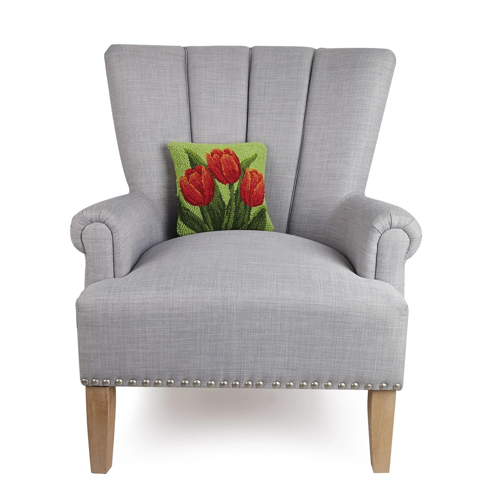 Peking Handicraft 30JES1591C10SQ Red Tulip Hook Pillow, 10-inch Square, Wool and Cotton