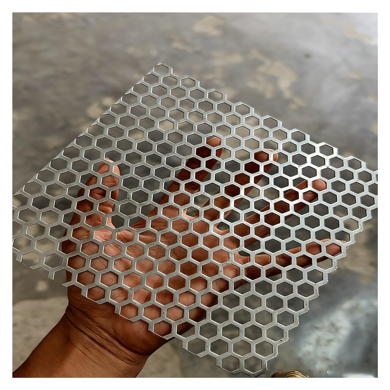 304 Edelstahl-Lochblech, Lochblech Mit Sechseckigen Löchern Kann Auf Maß Zugeschnitten Werden, Siebgewebeplatte SHAARI(10mm Mesh,38x58cm)
