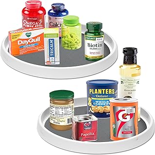 Adoco 2 Pack 10 Inch Lazy Susan Organizer, Kitchen Pantry Lazy Susan Turntable for Cabinet, Kitchen Cabinet Organizer -Whi...