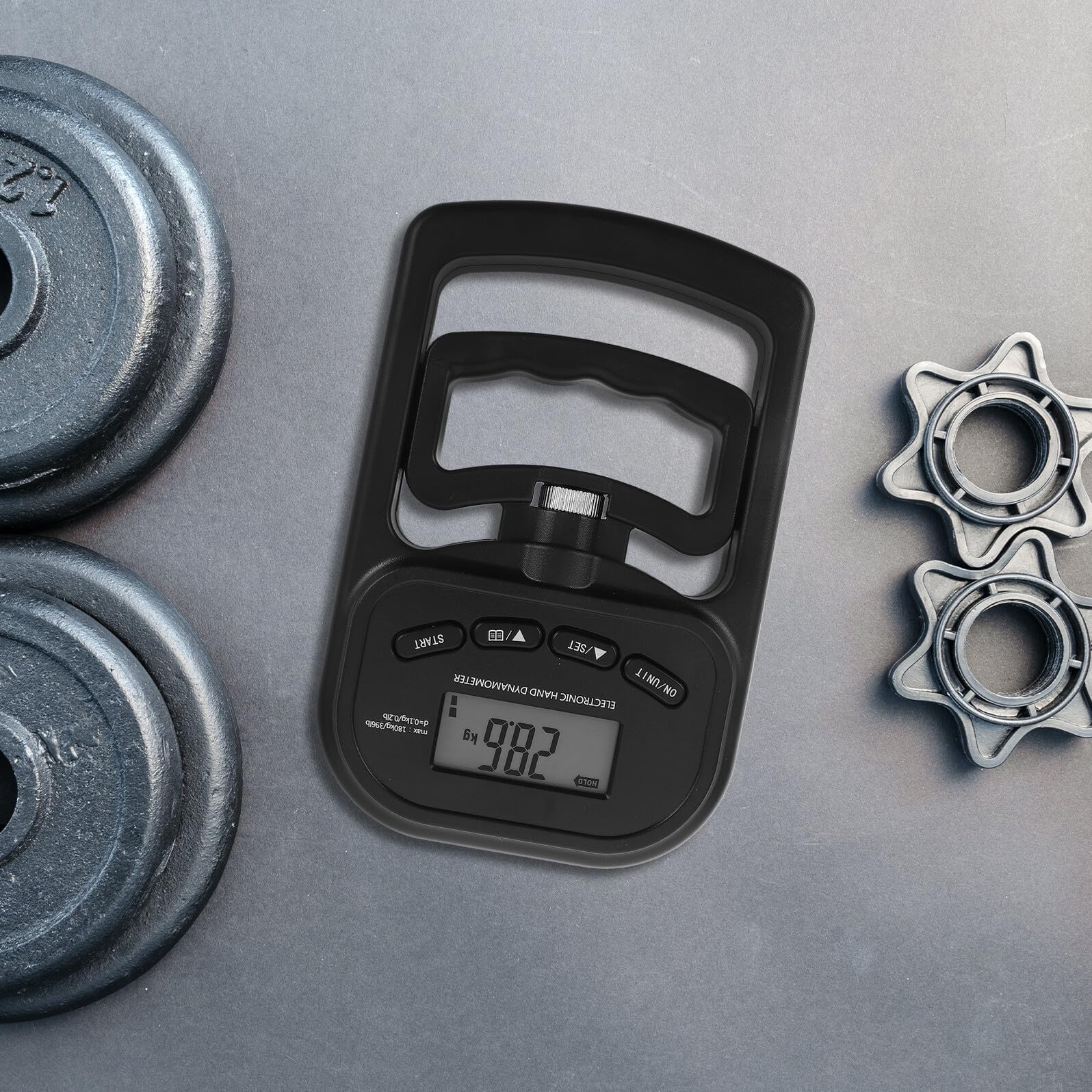 Cabilock Dinamómetro Digital de Mano Recargable 180 Kg con Pantalla LCD, Comprobador de Fuerza de Agarre para Entrenamiento Deportivo y Rehabilitación, Equipo Portátil para Gimnasio