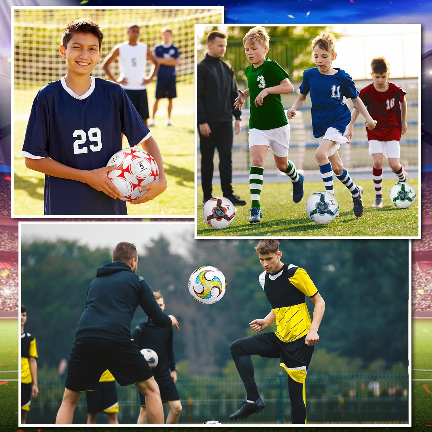 Tradder 4 Pack Soccer Ball with Pump Size 3 4 5 Deflated Soccer Ball for Outdoor Indoor League Game Sport Practice Training Gift for Kid Youth Teen Adult Back to School - Image 6