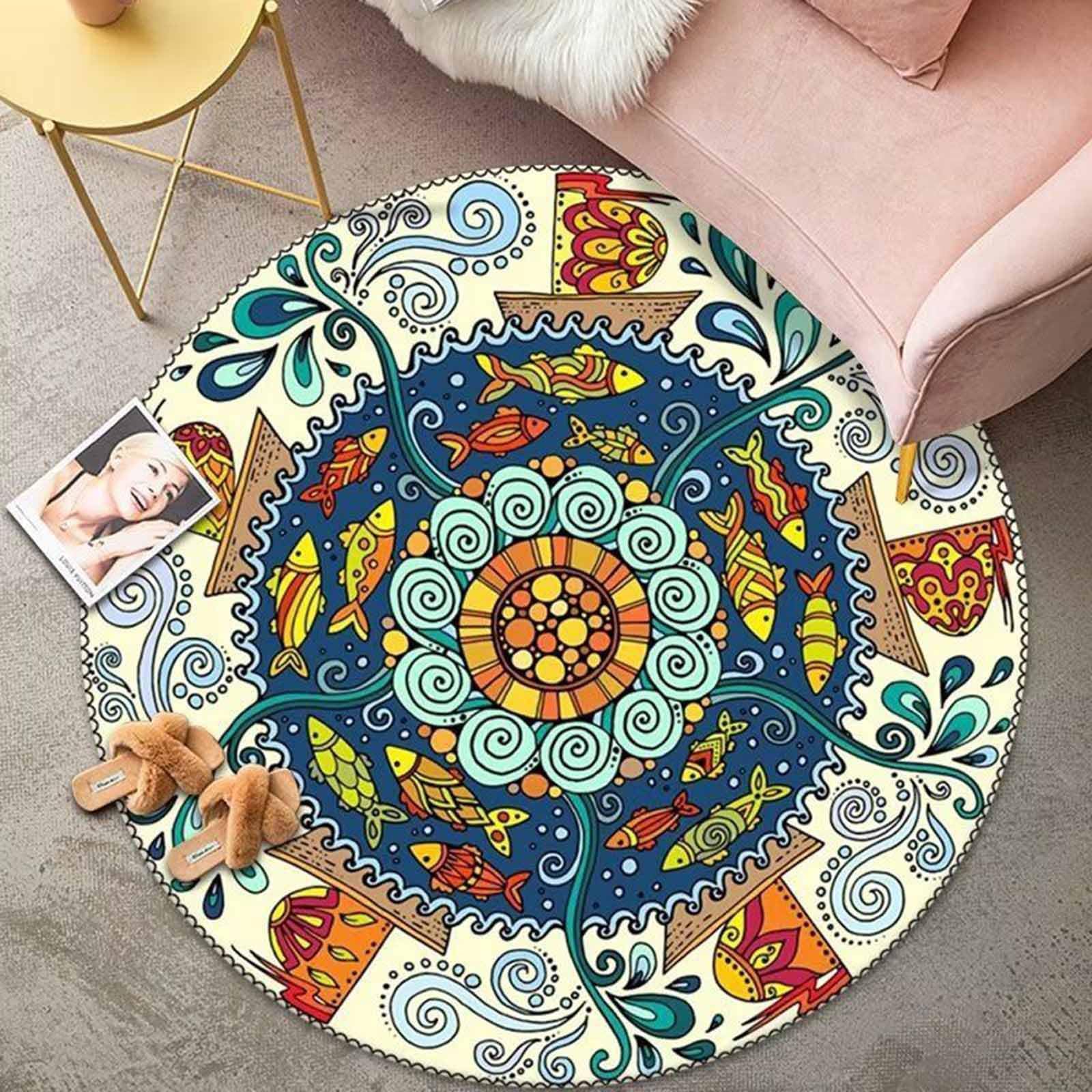 Classic Boho Carpets 60cm 80cm 100cm 120cm 140cm 160cm 180cm 200cm Living Room Runner Rugs Round Multicolour Large Small Carpet for Bedroom Living Room Urban Outfitters