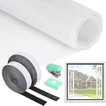 PITMT Mosquito Nets for Windows, 120 x 250 cm Adjustable Window Mosquito Net Fabric Without Drilling, Mesh Screen Window with Adhesive Tape, Fibreglass Insect Screen Roll