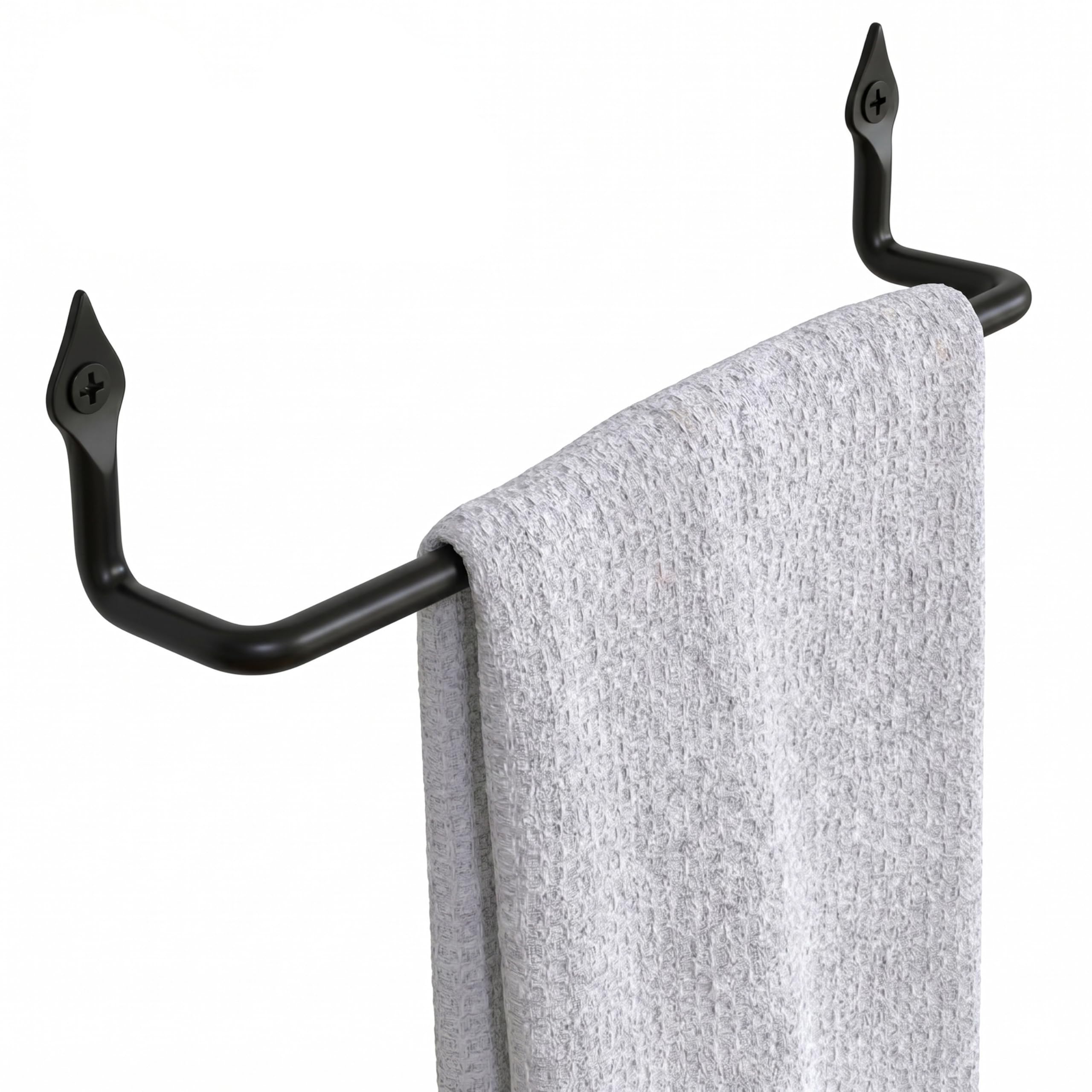 Stur-De Blacksmith Handmade Wrought Iron Towel Holder for Kitchen and Bathroom (Black, 11 Inch)