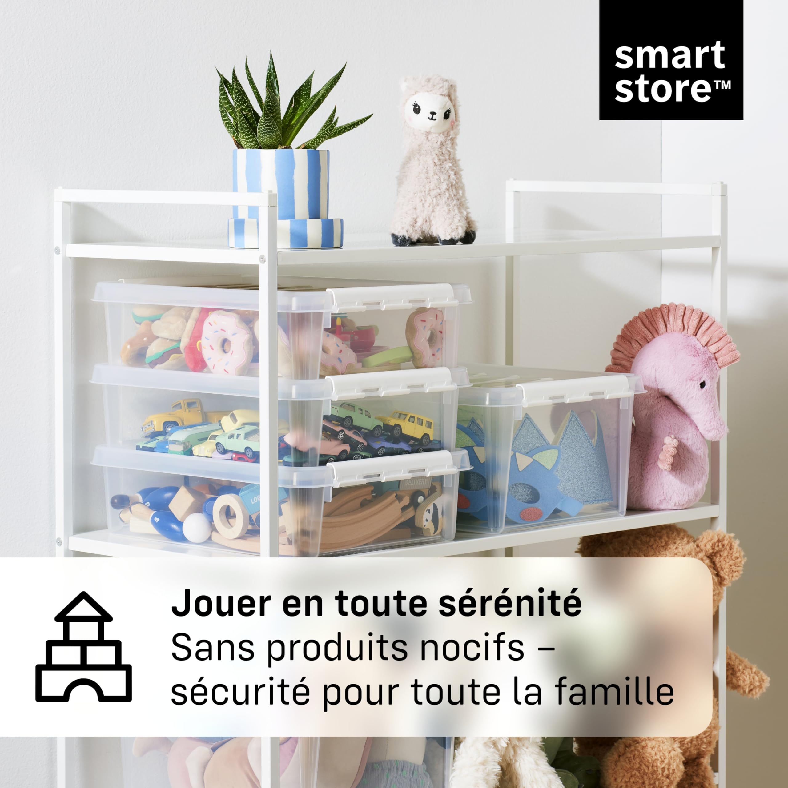 SmartStore - 7x Boîte de Rangement Plastique avec Couvercle Classic 20L (50x39x18cm) | Empilable et de Qualité Alimentaire | Boîte Plastique avec Couvercle & Coins Renforcés | Garantie 10 Ans