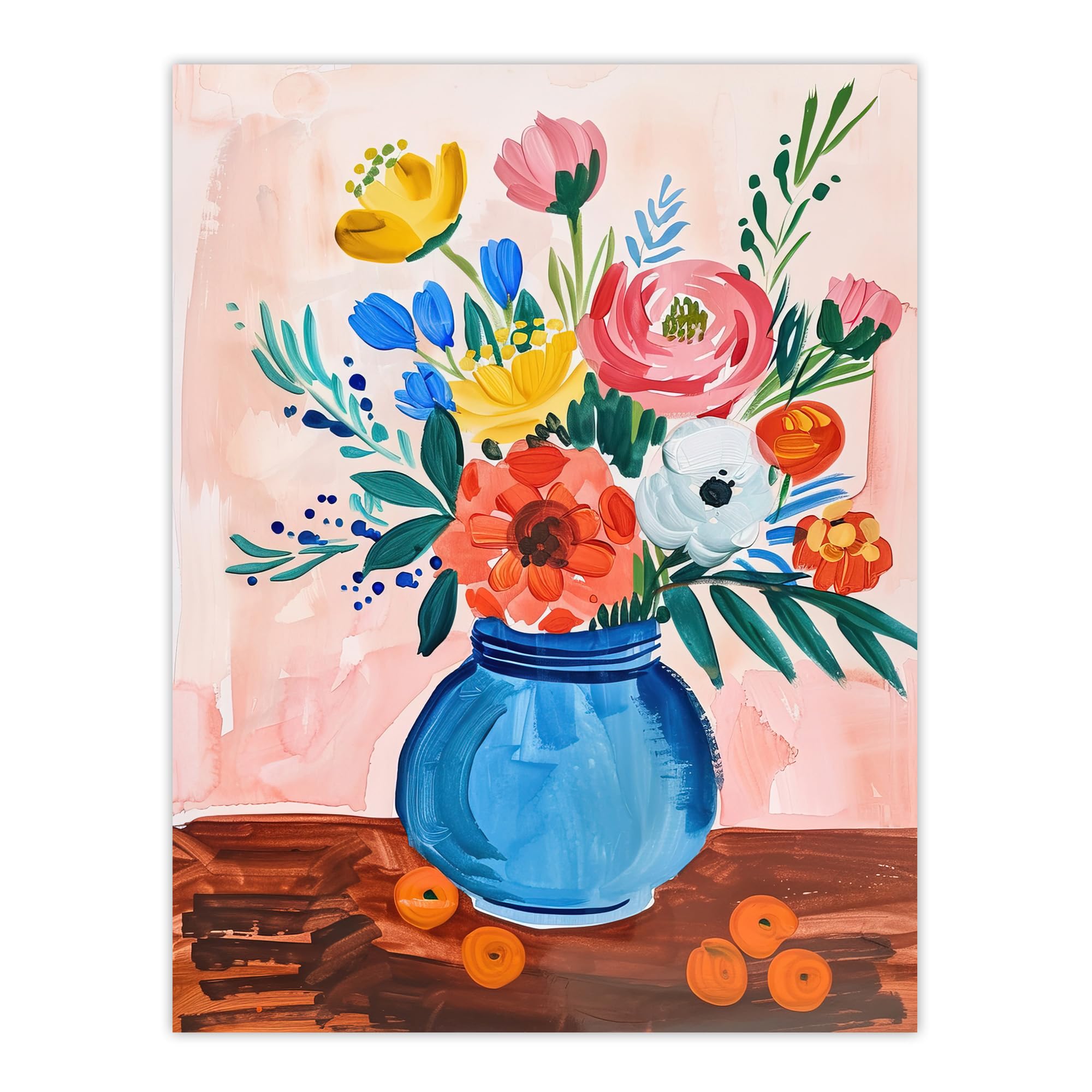 Flower Bouquet Vase Fruit Still Life Wall Art Print - Artery8 - W24 inch x H32 inch
