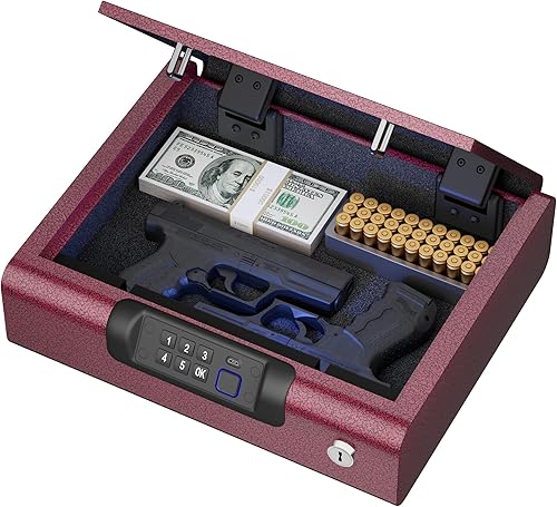 Miniatura 22 de BILLCONCH - Caja fuerte de seguridad biométrica para armas,3 formas de desbloquear, huellas dactilares, seguros con llave digital PIN, con voz