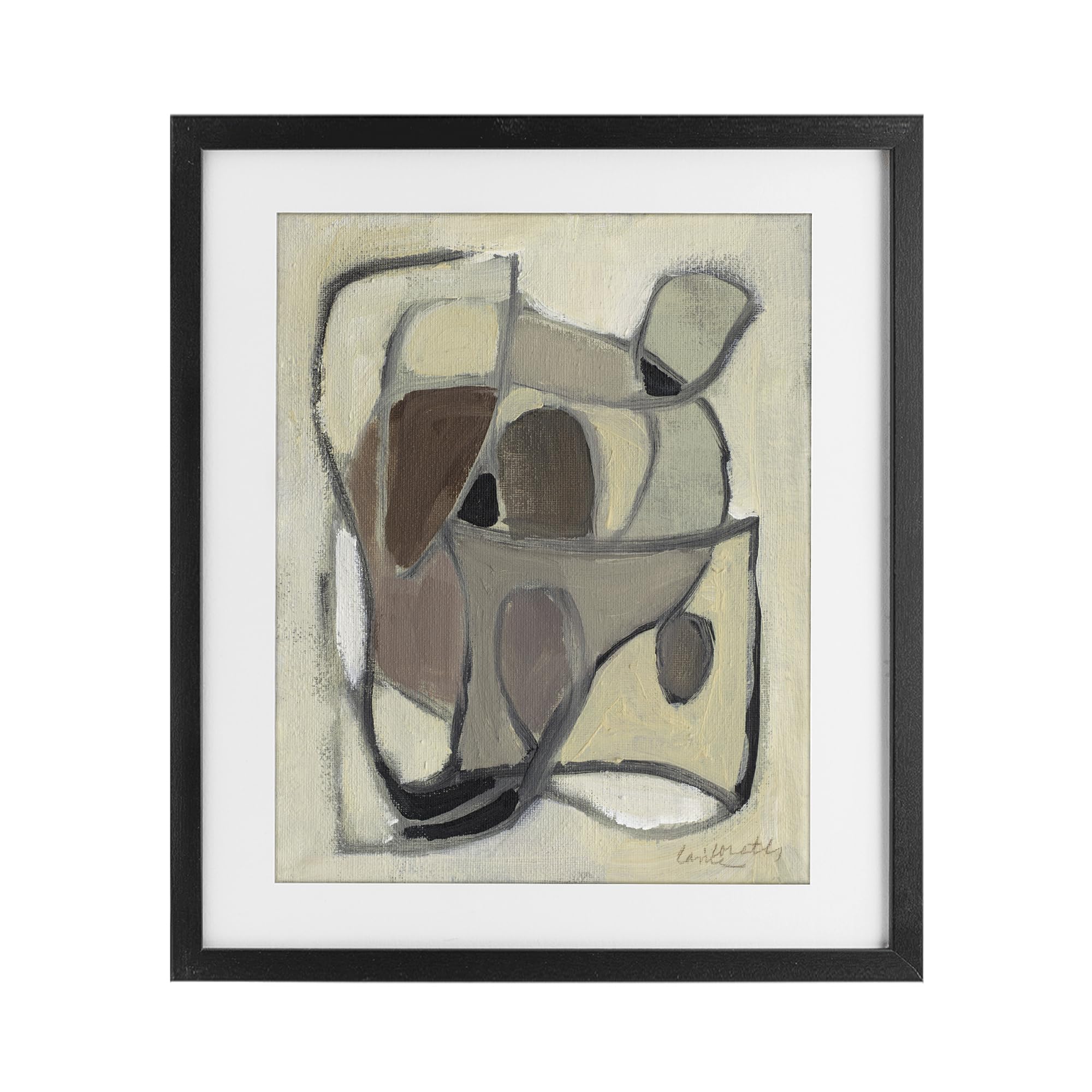 'Rustic Curved Shapes Abstract'| Framed Print Under Glass