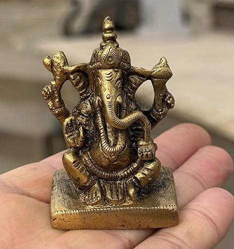 Miniatura 2 de Ganesh / Ganesha / Ganpati Estatua de sabiduría y riqueza escultura de metal latón India