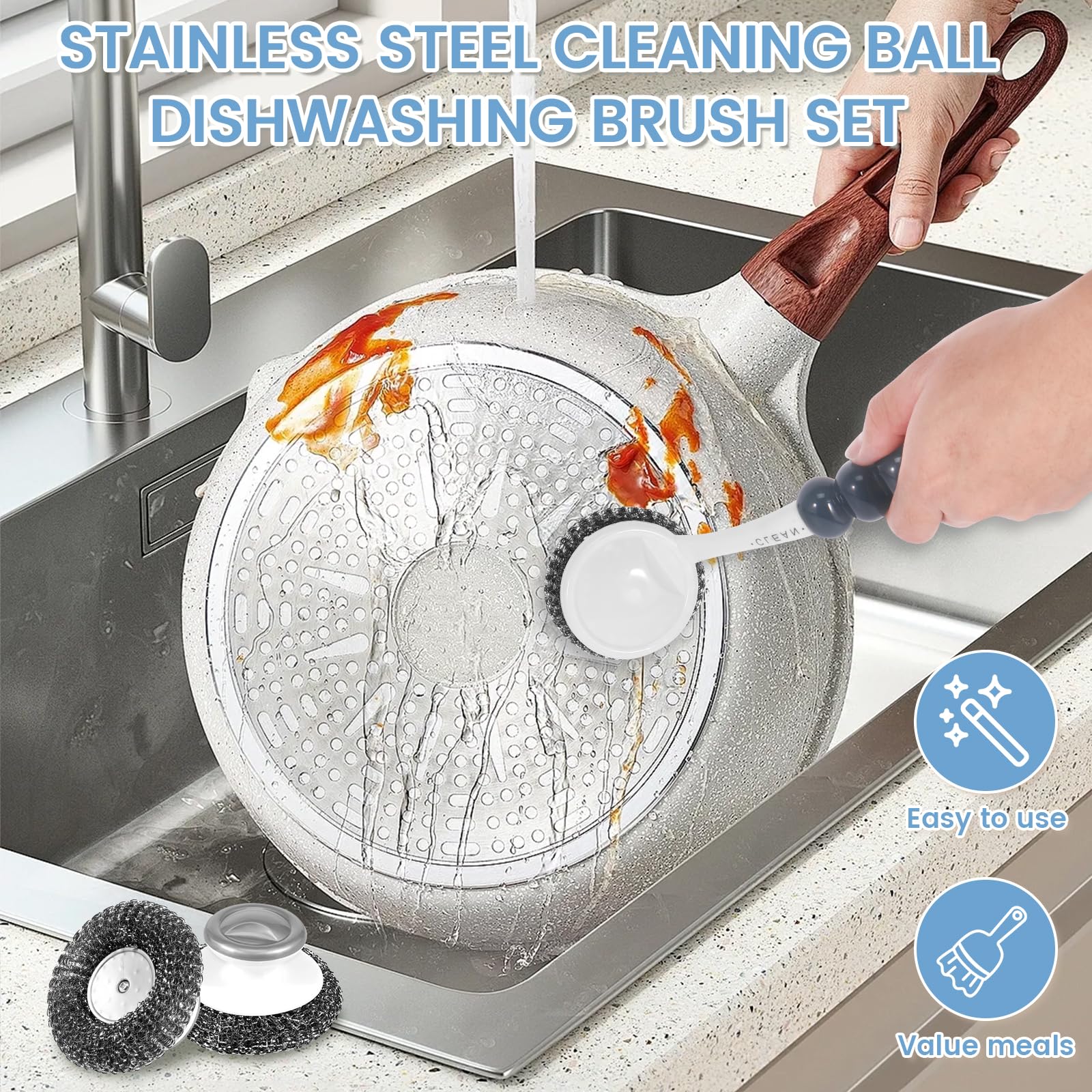 Lot De 6 éponges à Récurer Réutilisables Multi-usages Pour Poêles, Pots, Bols, Rose