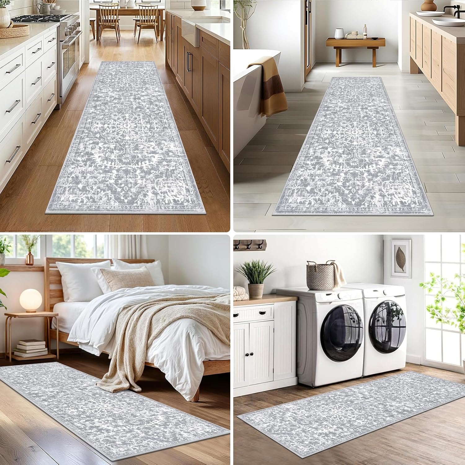 Pauwer Boho Hallway Runner Rug 2x6 Washable Entryway Area Rugs Non Slip Farmhouse Vintage Floor Mat Carpet Runner for Hallways Laundry Room Kitchen Bathroom Bedroom