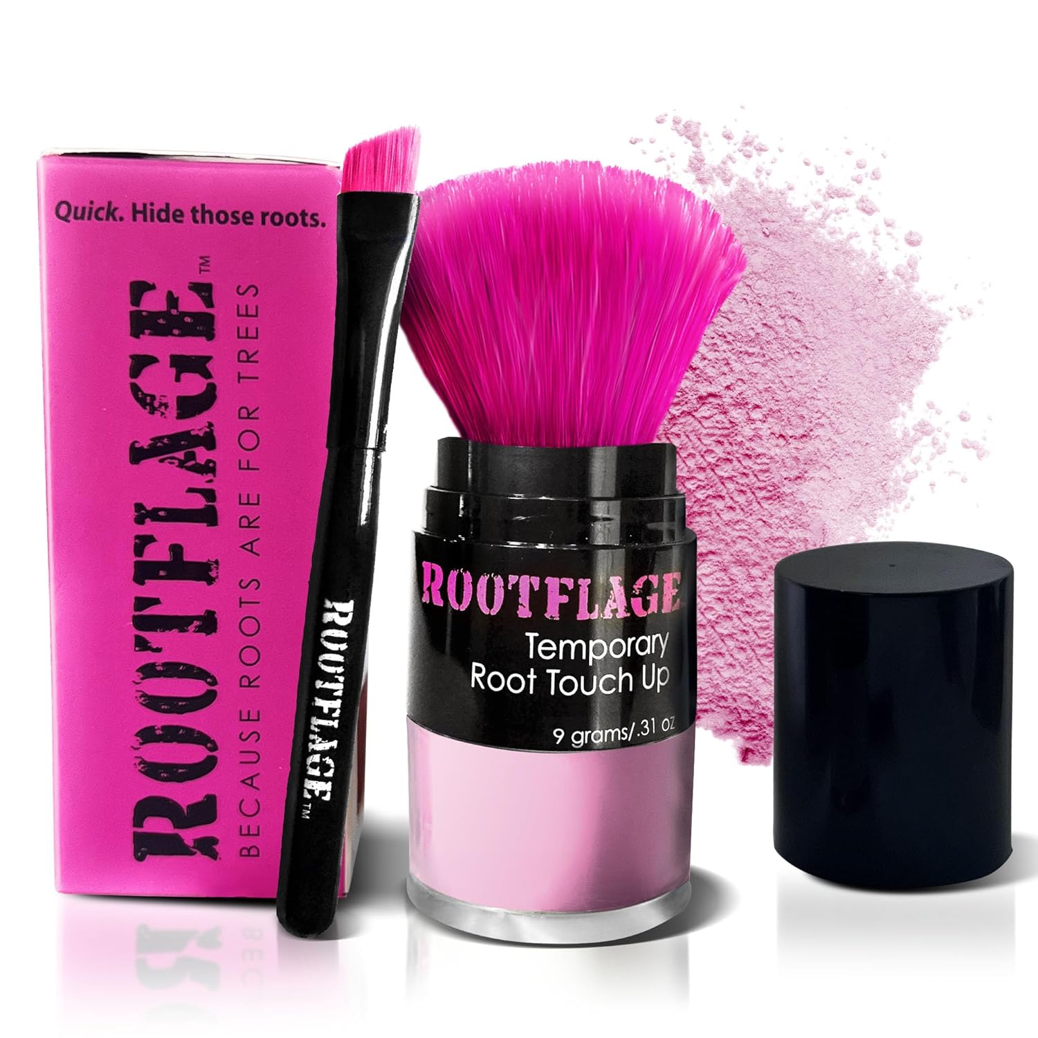 Rootflage Temporary Pink Hair Dye- Hair Color- Root Touch Up and All Over Hair Color Powder- For Light Hair Only- Cotton Candy Pink