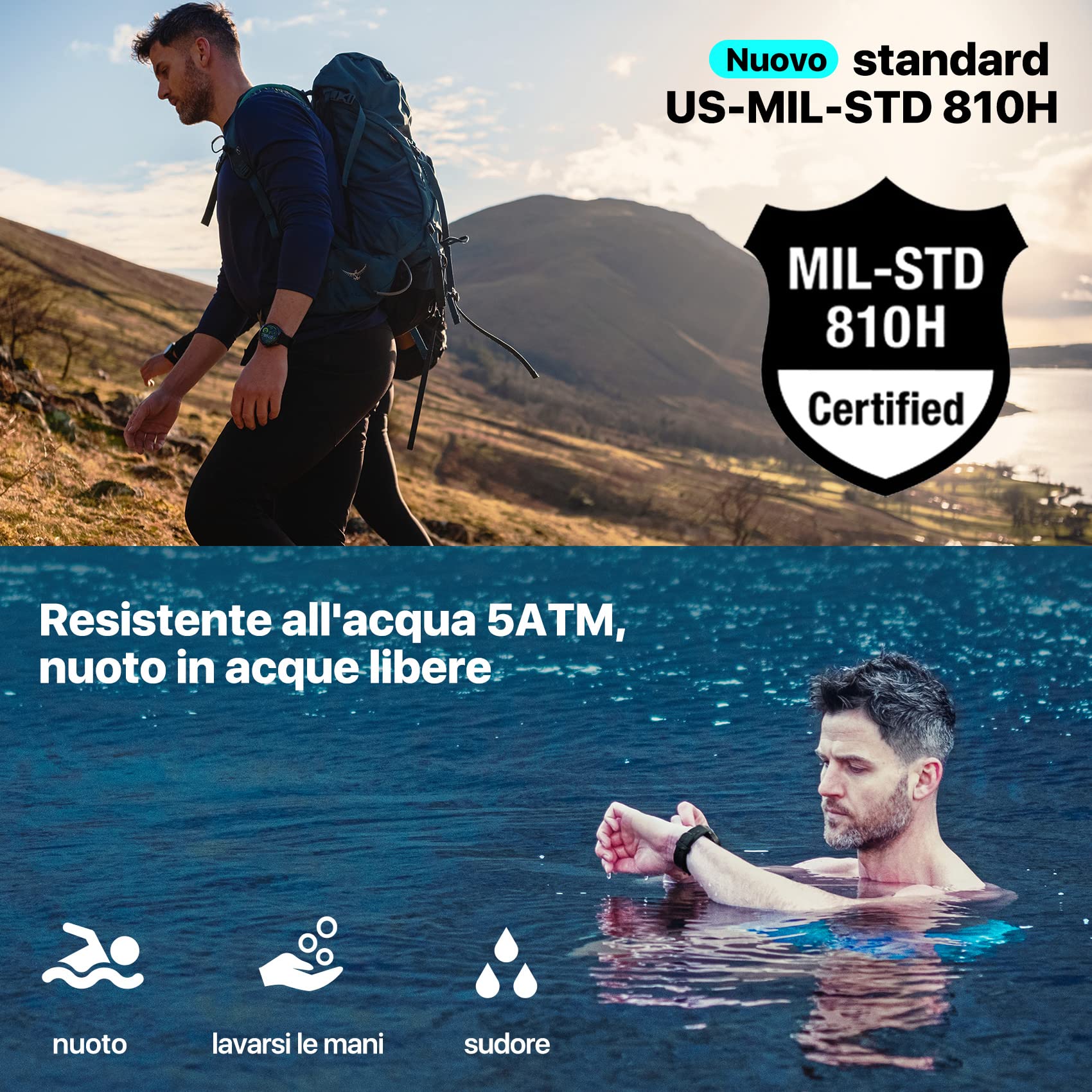 Ticwatch Pro 5 Smartwatch Android per uomo Snapdragon W5+ Gen 1 Wear OS Fino a 80 ore di durata della batteria Tracking salute fitness integrato GPS NFC Resistenza all'acqua Non Compatibile con iPhone