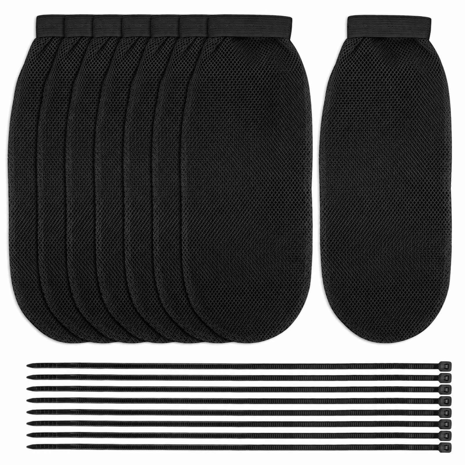 8 trampas para pelusa de lavadora en malla de nailon negro con correas