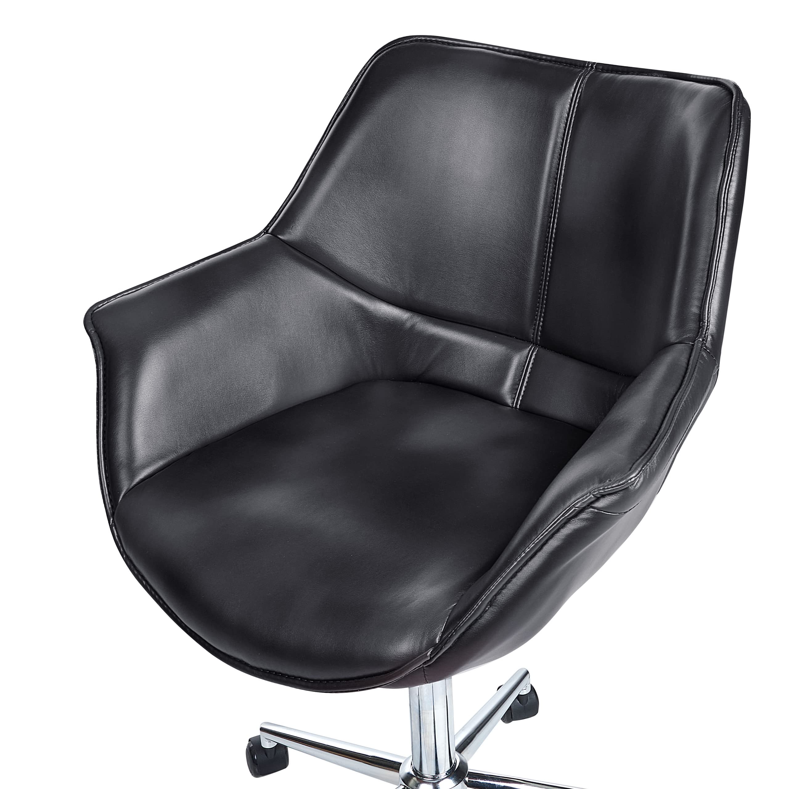 Beliani Élégant Fauteuil de Bureau Pivotant à Hauteur Réglable en Cuir PU Noir Newdale