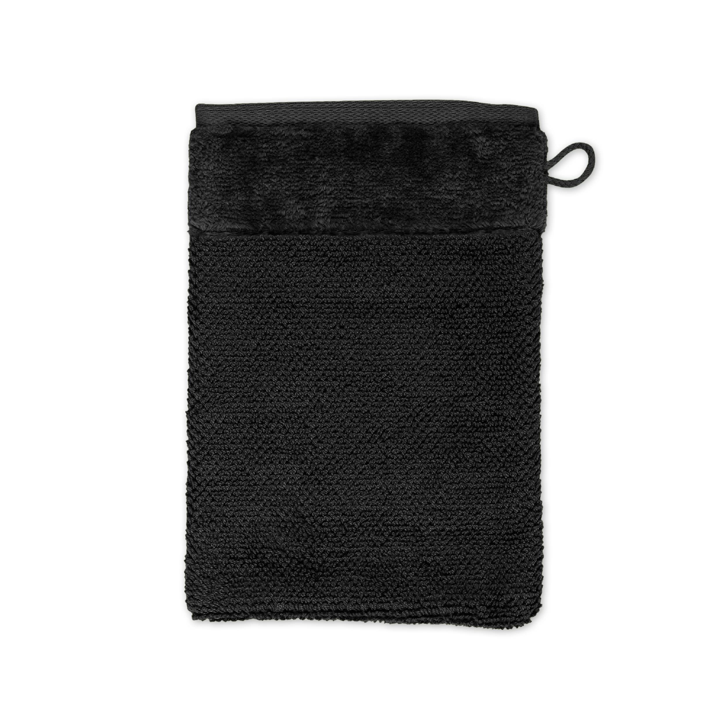 Möve Bamboo Luxe Waschhandschuh 15 x 20 cm aus 60% Baumwolle / 40% Viskose aus Bambus-Zellstoff, Black