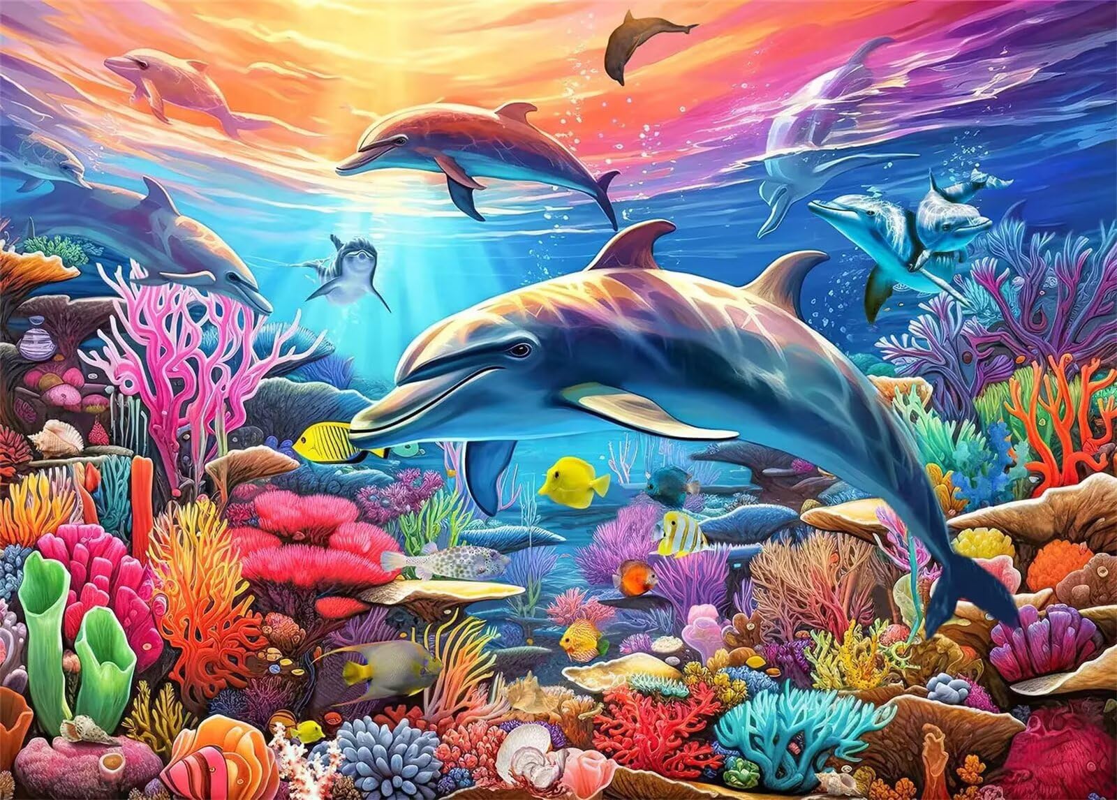 Puzzles 1000 Pièces Adultes Corail Dauphin 75 x 50 cm Jeu Educatif Puzzle Impossible Puzzle Adultes 1000 Pièces Puzzles
