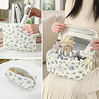 Borsa Cosmetici 3 Pezzi Floreale - Velluto, Cerniera, Per Trucco E Viaggio, Portatile E Morbida