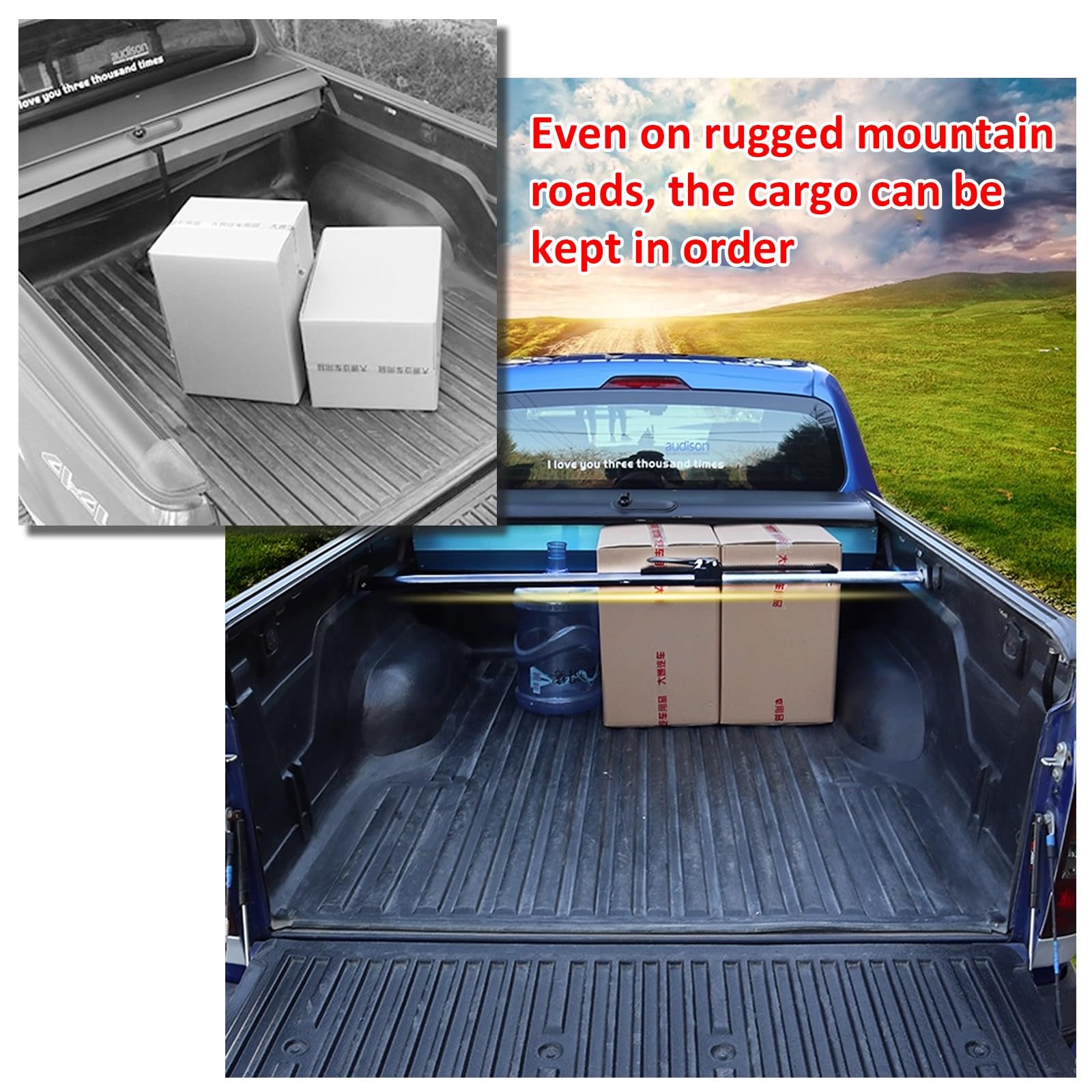 Barra di Carico for Cassone di un Pick-up, Barra di Carico Telescopica, Capacità di 660 Libbre, Barra di Carico Scorrevole for Cassone di un Pick-up, SUV