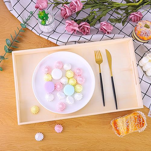 Miniatura 4 de Aodaer 7 bandejas de madera anidadas para servir de forma rectangular, bandejas de madera con asas para cocina, fiesta, cena, aperitivos