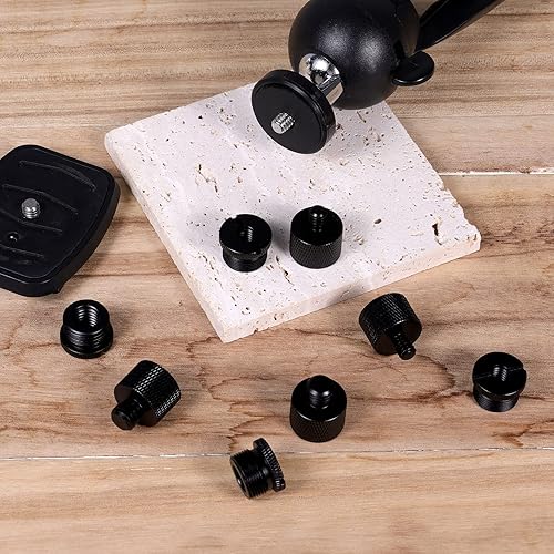 Miniatura 4 de AIEX Adaptador de rosca de micrófono, adaptador de soporte de micrófono para monitor de cámara, soporte de micrófono, 58 hembra a 38 macho, 38