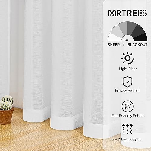Miniatura 2 de MRTREES - Cortinas de gasa pequeñas y translúcidas con filtrado de luz y bolsillo para cortinero, 2 paneles para media ventana