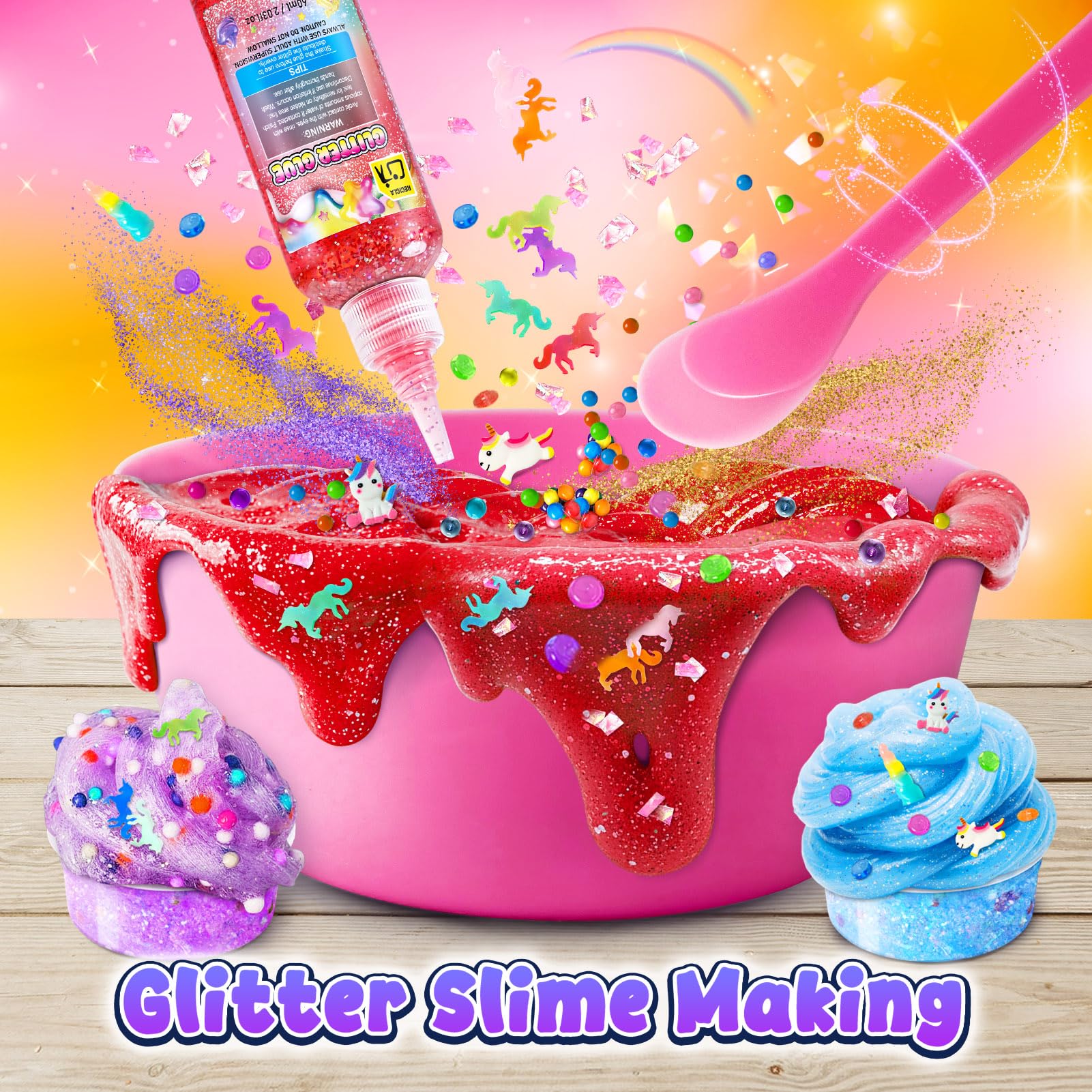 Kit Slime Fai da Te per Bambine, Kit Slime Galaxy per Bambine 3-12 anni, Glimmer Crunchy, Slime Burro, Schiuma, Nuvola con Aggiunte, Palline di Schiuma, Charm, Regali per Feste per Bambini