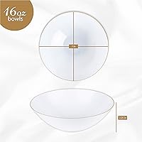 Vista 10 de Plasticpro - Platos de fiesta con diseño floral de plástico blanco con borde dorado, platos desechables pesados, elegantes y de alta calidad