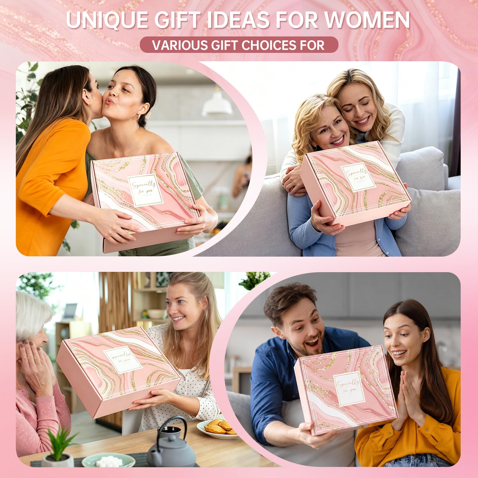 Cesto regalo per donne, regalo di compleanno Get Well Spa per la cura di sé per mamma, moglie, lei, coperta rilassante in flanella con calzini a candela rosa (rosa)