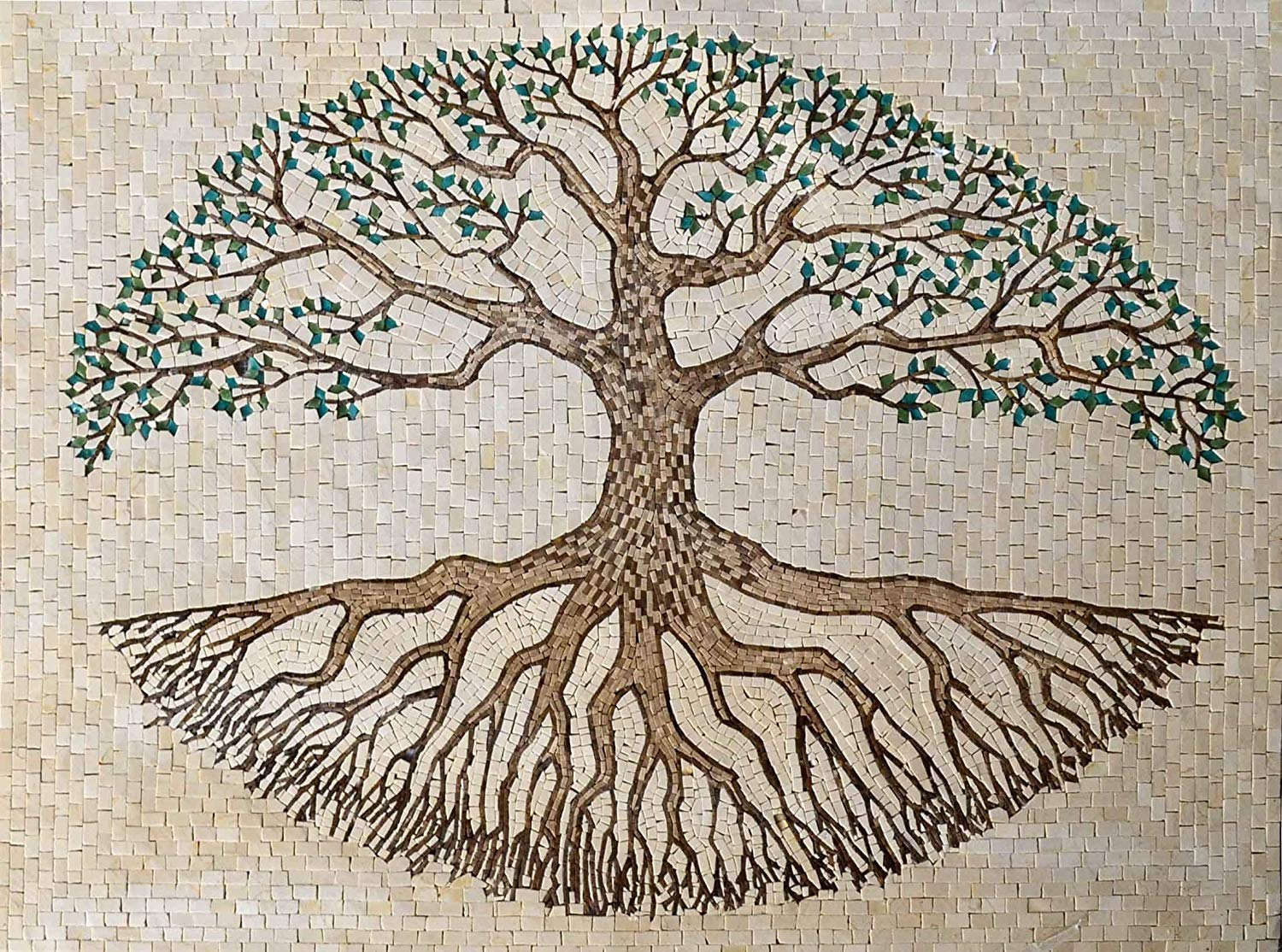 Mozaico Tree Of Life Version In Marble And Glass Hand Made Wall Art Mural