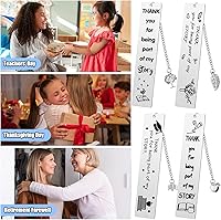 Vista 4 de 4 marcapáginas de metal con texto en inglés "Thank You for Being Part of My Story", regalo de agradecimiento para cumpleaños, Navidad, boda