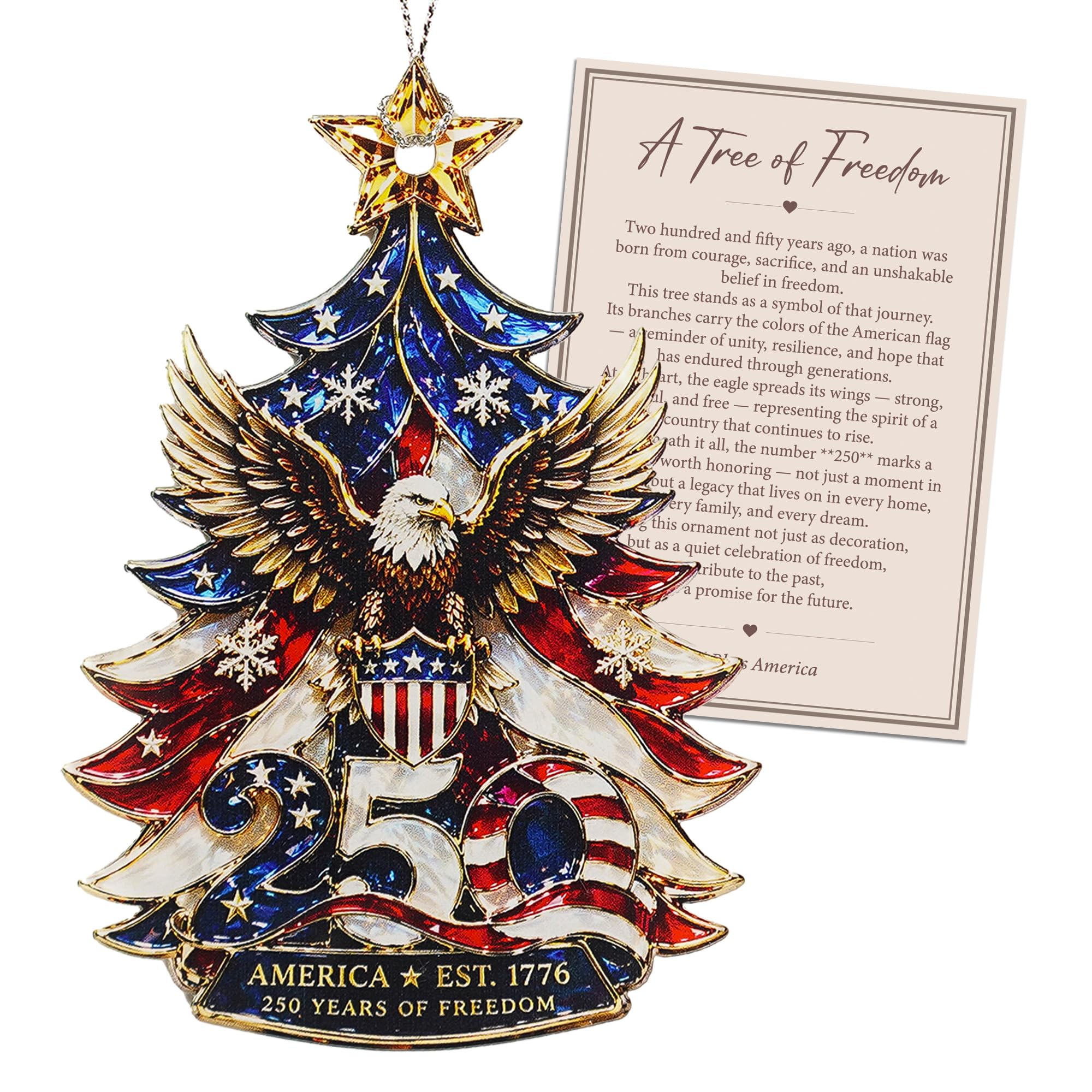Christmas Ornaments - 250 Anniversary USA Merchandise - Christmas Ornament 2026 - United States 250th Anniversary Decor – America 250 Years Patriotic Home Decor