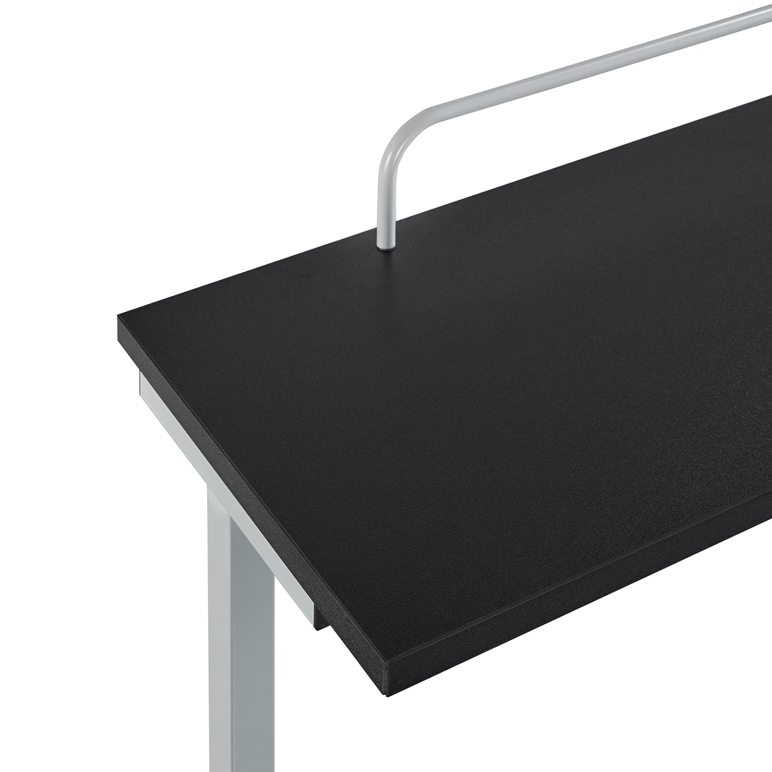 Yaheetech Scrivania con scaffale per stampante, tavolo da computer nero, tavolo in PC, con 4 ruote, 80 x 50 x 132 cm