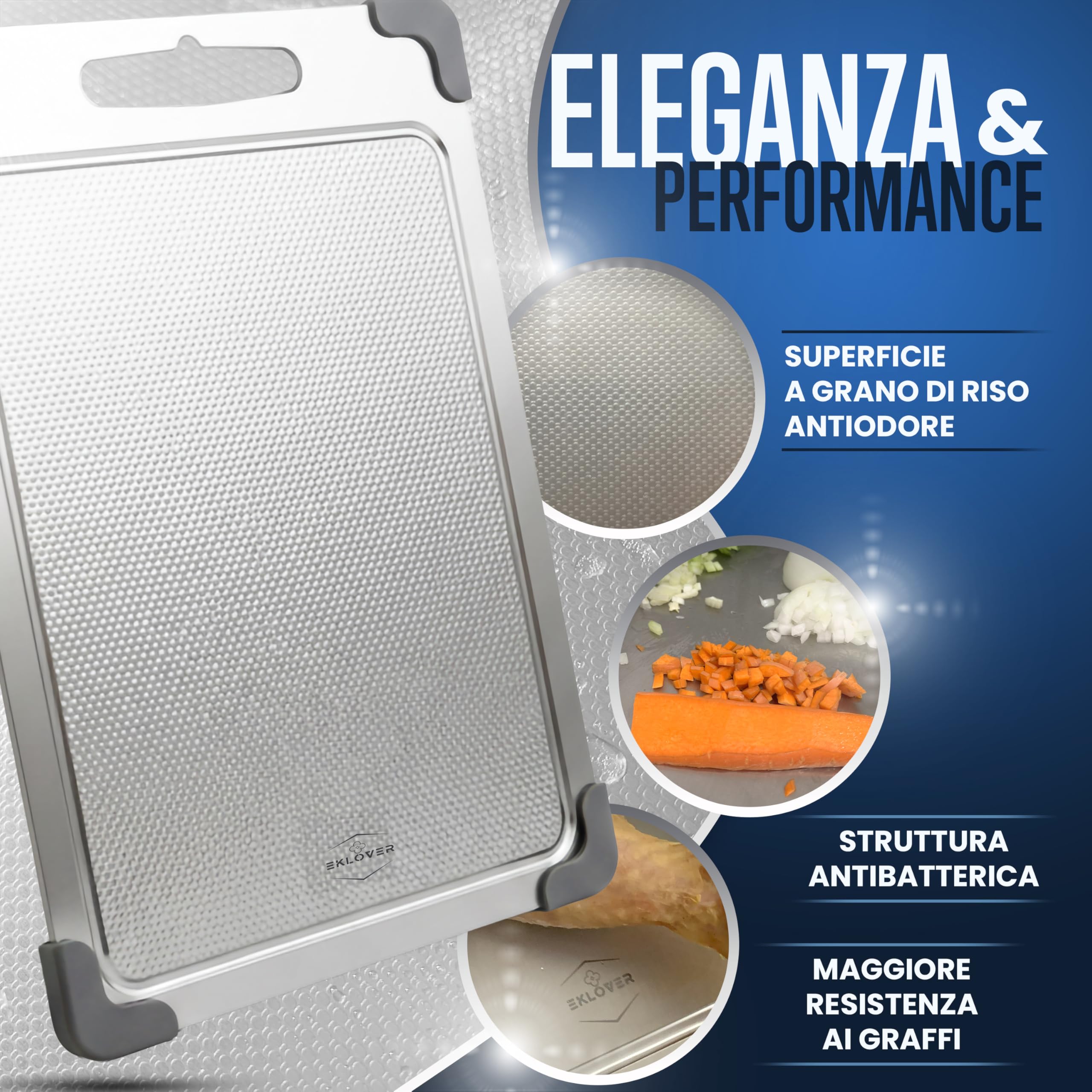 Tabla de Titanio Puro 35×25 cm – Doble Cara con Innovadora Superficie “Grano de Arroz”, Canal de Jugos & Esquinas Antideslizantes – Incluye Afilador Diamantado, Paño, Caja Premium & 50 Recetas