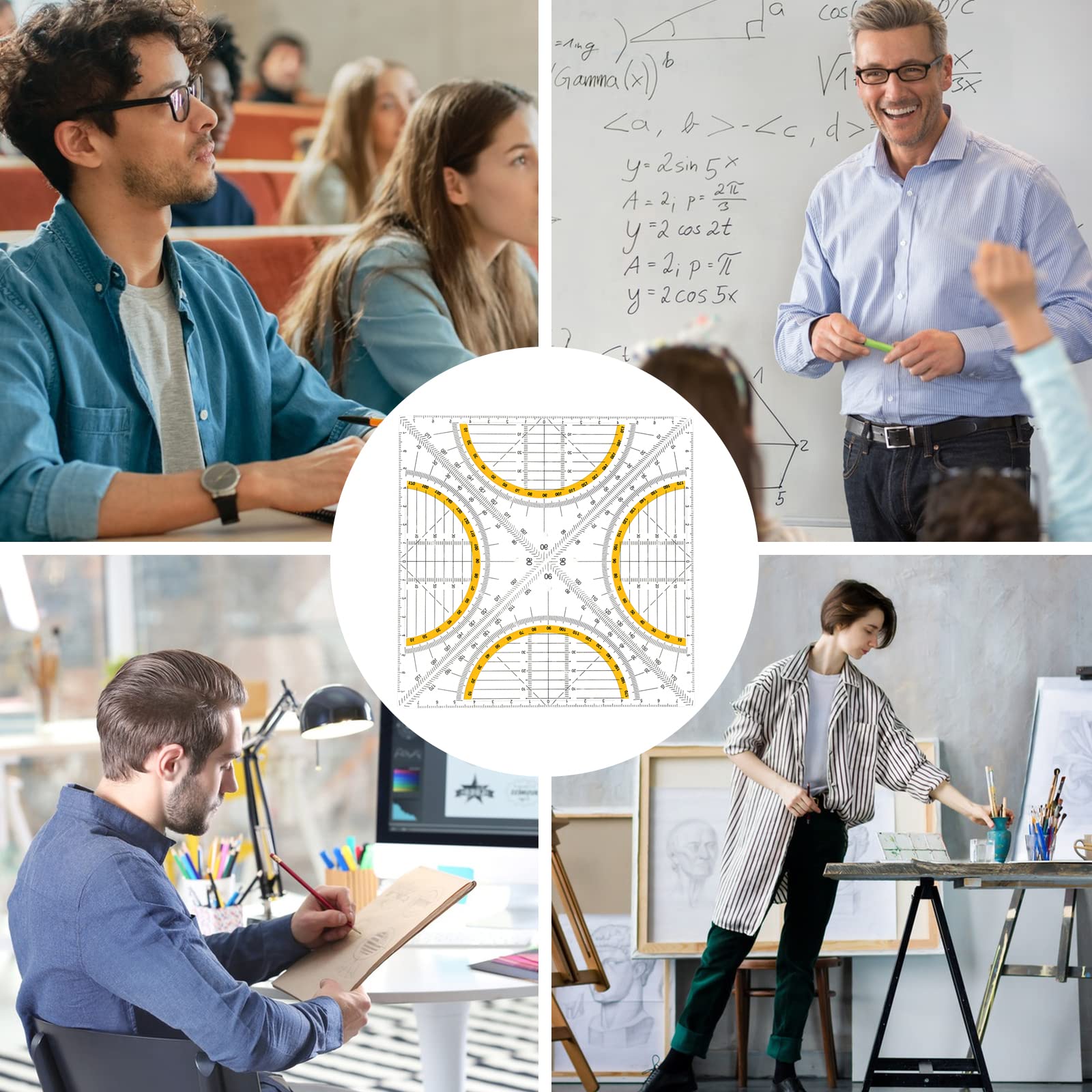 10 Stück Geometrie Dreieck, Geodreieck aus Kunststoff, Flexibel Geodreieck Zeichendreieck Winkelmesser Geodreieck zum Kreise Zeichnen Geometrie Set für Büro Designer Studenten Malerei