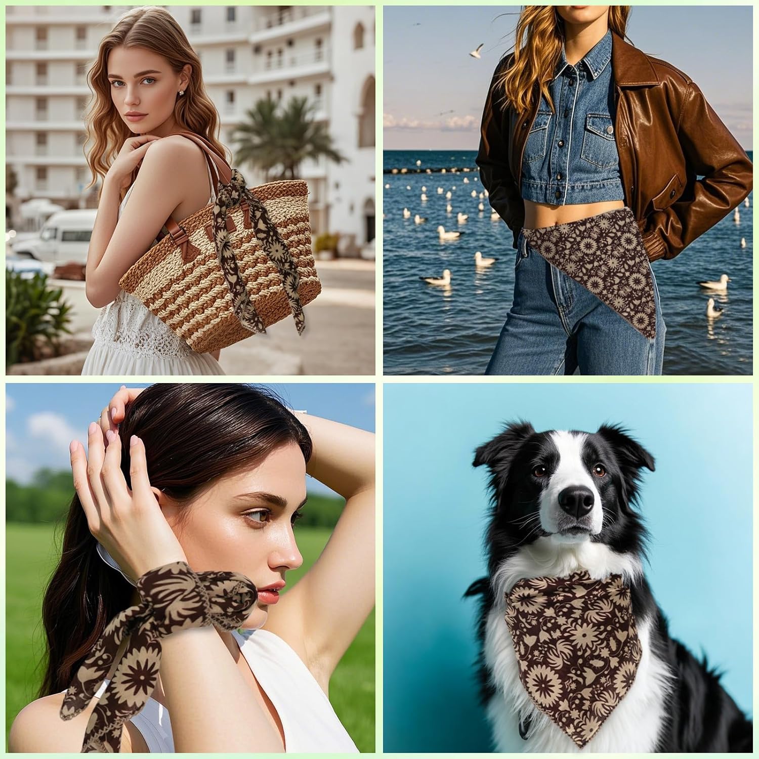 Floral Bandanas for Women Men, 27" x 27" Large Cotton Bandana Headband Head Wraps Hair Scarf for Beach Camping - Image 4