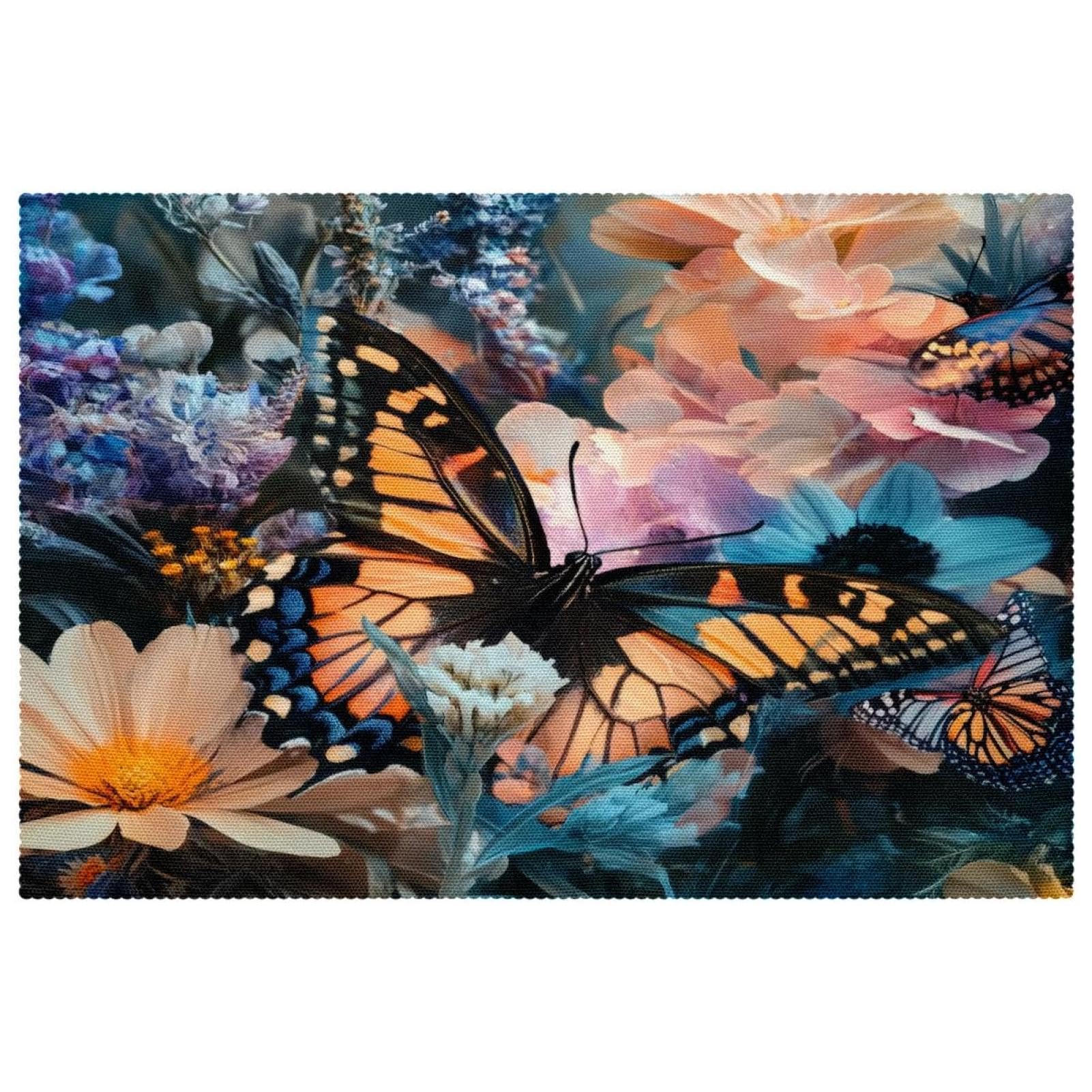 Sets de table papillon et fleurs lot de 6 lavables antidérapants 30x45 cm
