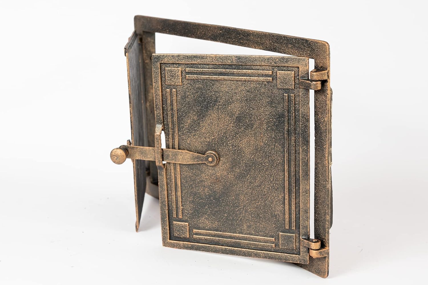 Sezam, Puerta de horno de hierro fundido de 48 x 32,5 cm, puerta para horno de pizza con termmetro de 500 C, horno de pan, cocina de jardn y cmara de ahumado, color cobre