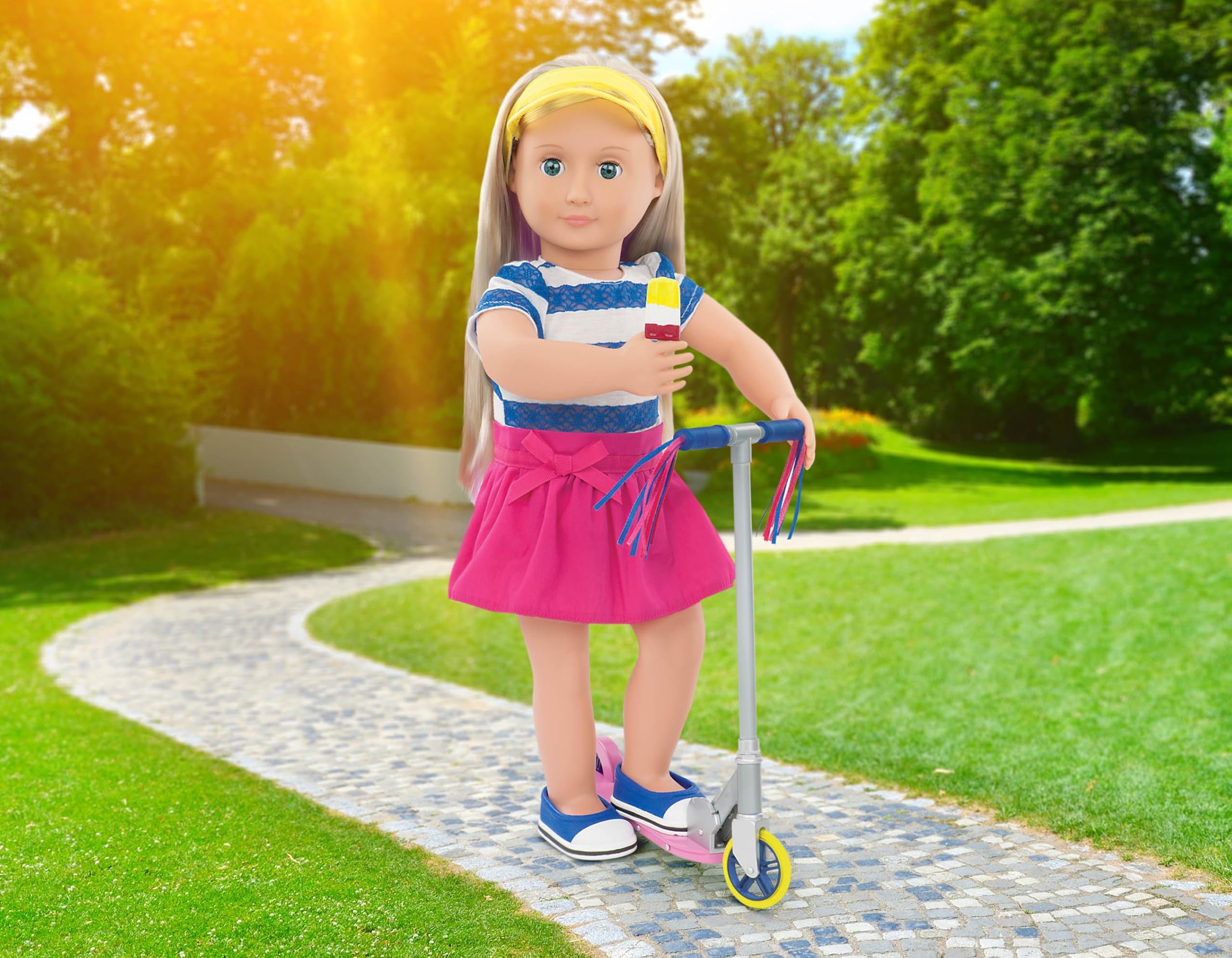 Our Generation - Cute to Scoot - 46 cm Puppenkleidung - Sportliches Outfit - Scooter Zubehör - Oberteil & Rock - Spielzeug für Kinder ab 3 Jahren